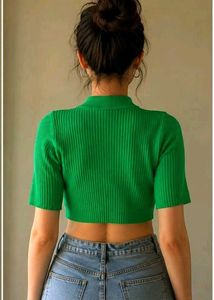 Vibrant Green Ribbed Crop Top