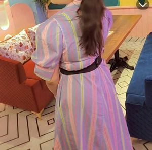 SALE:Striped Midi Dress with Belt