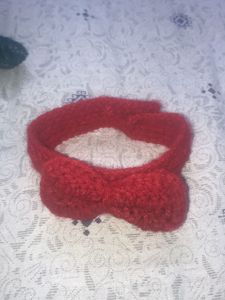 crochet cat collar red bow