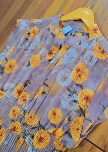 Korean imported Floral georgette dress