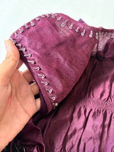 Stunning Ruffled Purple Ethnic Gown