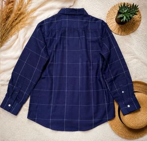 Navy Blue Checked Shirt