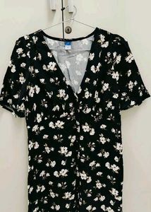 Black Floral Print Mini Dress