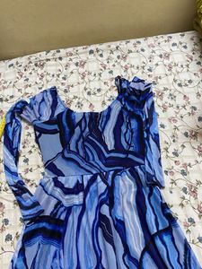 Blue Patterned Mini Dress(XS)