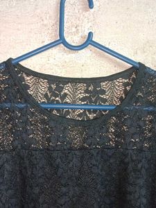 Elegant Black Lace Long Sleeve Top Layered