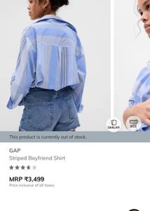 GAP Blue Striped Oversized Shirt