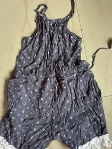 Boho Grey Romper with Tassels