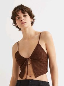 I. Stylish Tie-Front Textured Crop Top