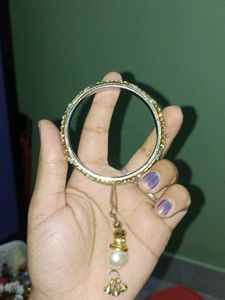 Sparkling Beaded Bangles with Pearl Danglers