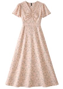 Pink floral midi dress