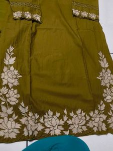 Olive Green Embroidered Kurta Set