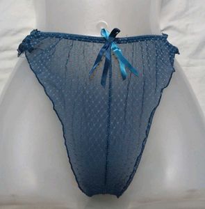 🪔 Sheer Blue Bikini Briefs with Bow Detail