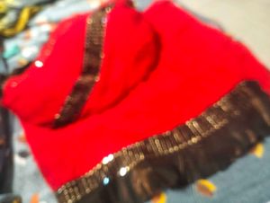 red georgette saree for karwachauth
