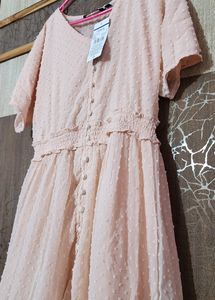 Sunday SALE Peach Button-Front Midi Dress