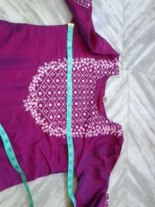 Purple Embroidered Kurta and Pant Set