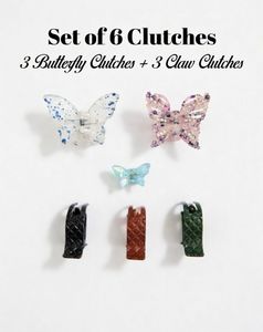 Set of 6 Butterfly & Claw Hair Clips