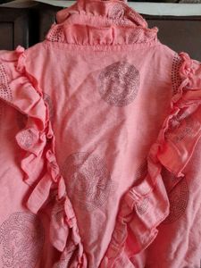 Peach Ruffled Crop Top