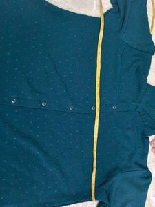Teal Modest Kurti shirt with Button Detail