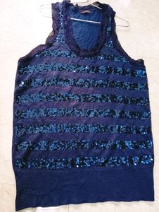 Deep Front Sequence Halter Top Dress