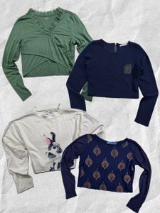 Set of 4 Trendy Crop Tops