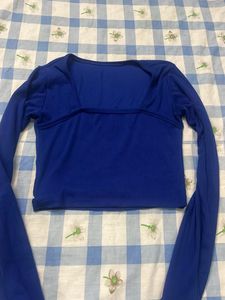 Royal Blue Ribbed Long Sleeve Top
