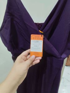 Elegant Purple Maxi Dress with Thigh Slit
