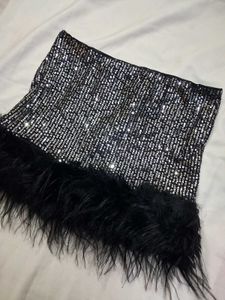 Gorgeous Sequins Furr Mini Skirt✨️🖤