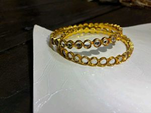 Elegant Gold Stone Bangles