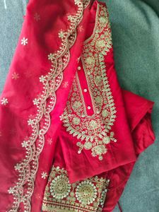 Red Embroidered Kurta Set with Dupatta