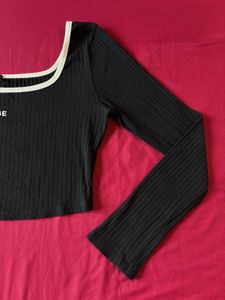Shein Black Ribbed Top