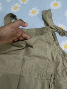 Khaki Pinafore Dress
