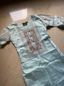 Embroidered Silk Kurti set