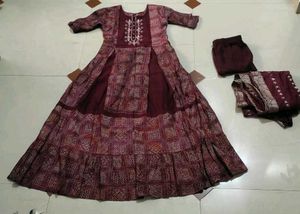 bandhani Maroon Kurta Set