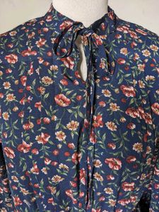 Navy Floral Print Midi Dress