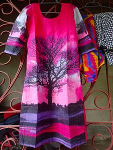 Printed Kurta Set With Churidar And Dupatta