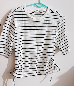 Striped Cropped Tie Top