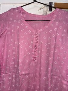 Pure cotton Floral pink Kurta pant set