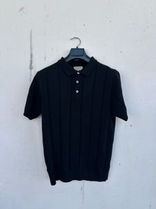 Classic Black Knit Polo Shirt