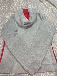 Adidas Grey Zip Hoodie with Red Accents