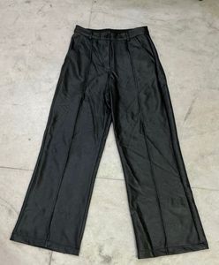 Black Faux Leather Wide-Leg Pants | Size 28