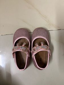 Sparkly Pink Ballet Flats with Bow Detail