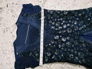 Elegant Navy Blue Sequined Dress