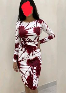 Stylish Printed Dress with Belt