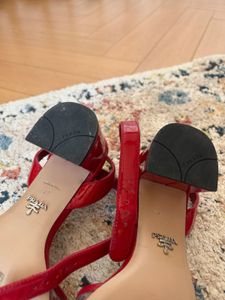 Prada Red Vinyl Sandals