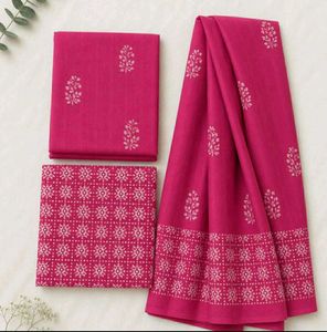 Pink batik Printed Dress Material