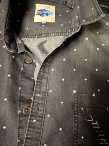 Men's Grey Polka Dot Denim Shirt