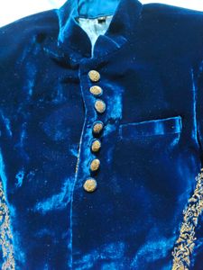 Men's Royal Blue Velvet Sherwani Jacket