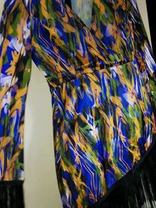 Vibrant Abstract Print Fringe Dress one freebie 🎁