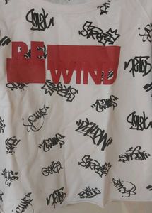 White "RE WIND" Graphic Sweatshirt