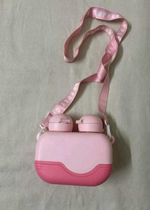 🆕Cute Pink Bear Water Bottle with Strap
